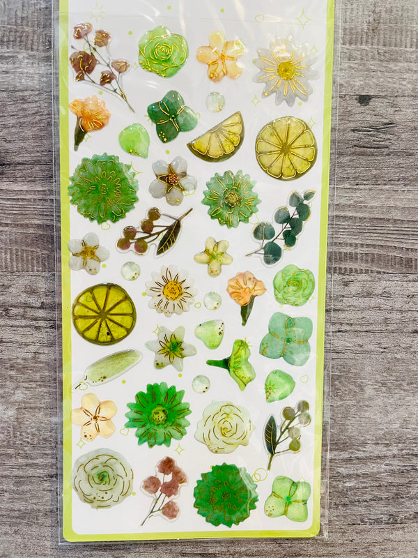 Resin 3D Flower Sticker : Green