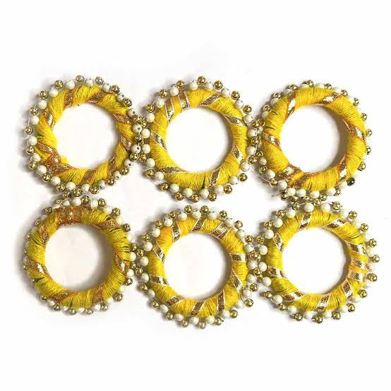 Pearl Ring : Yellow 2” [ Pack of 6]