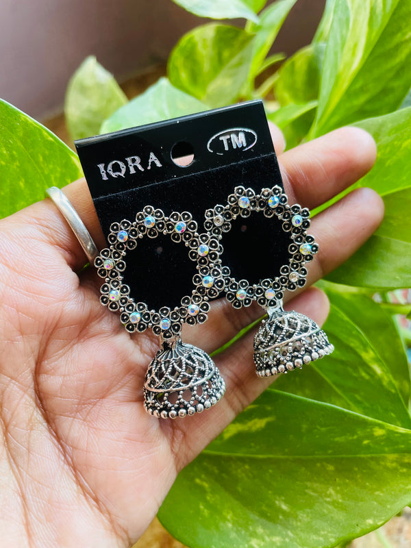 Oxidised Jhumka Bezel