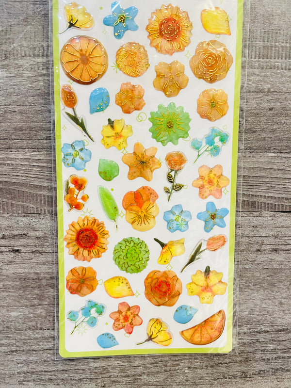 Resin 3D Flower Sticker : Orange