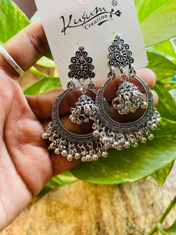 Oxidised Jhumka Bezel