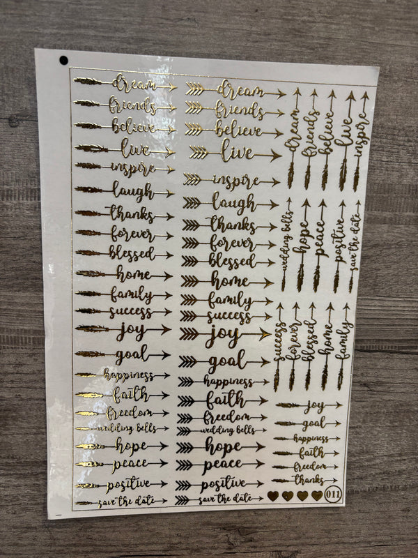 Quotes Gold Embossed Sticker A5
