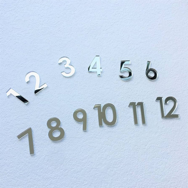 Silver Acrylic Clock Numerical Set