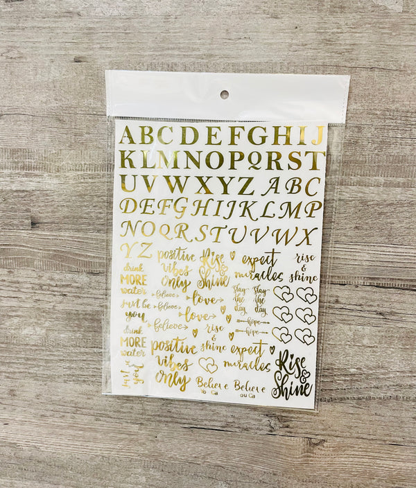 Gold Metal Sticker A5 Size : Alphabet