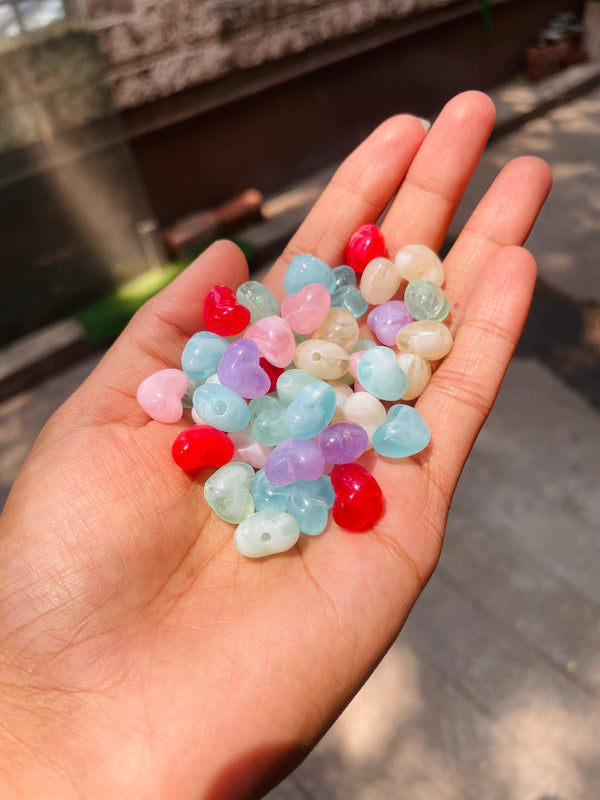 Premium Marble Multicoloured Beads : Heart