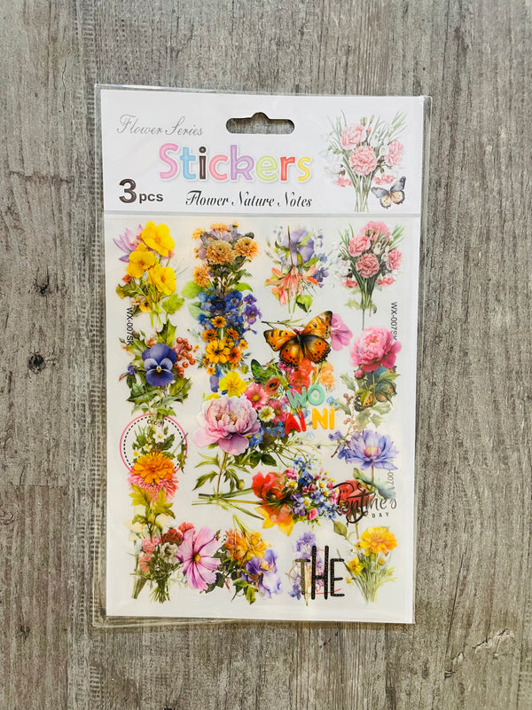 Floral Transparent Resin Sticker : 3 sheets