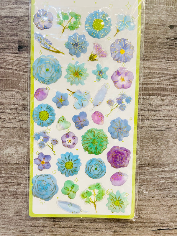 Resin 3D Flower Sticker : Aqua