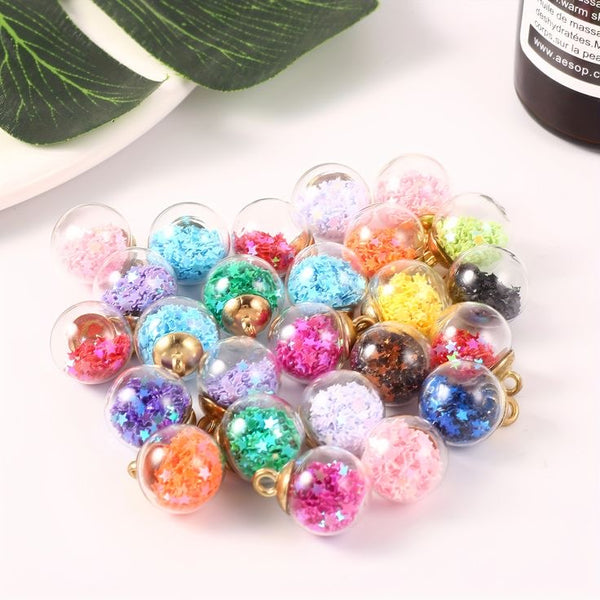 Sequins Glass Balls Charms [Pack of 5]