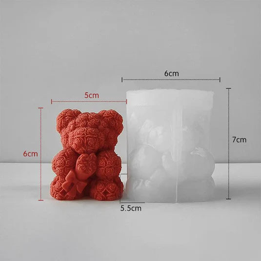3D Rose Teddy Bear Candle Mould