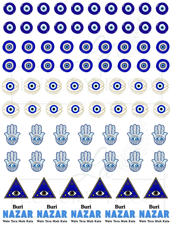 Evil Eye Embossed Transparent Resin Sticker : A5 Size