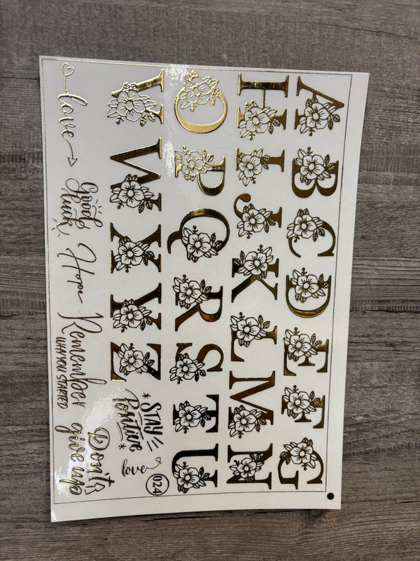 Alphabet Gold Embossed Sticker A5