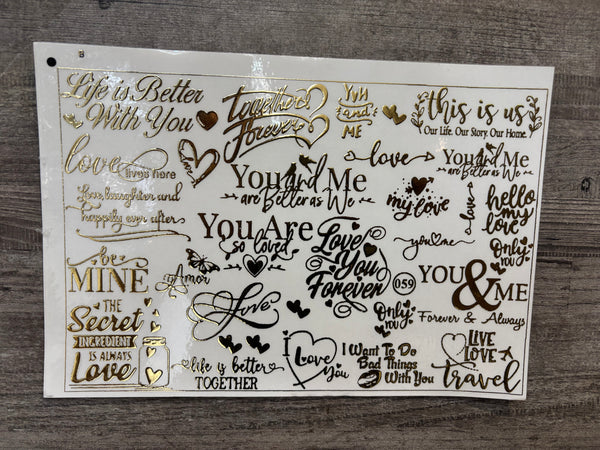 Quotes Gold Embossed Sticker A5