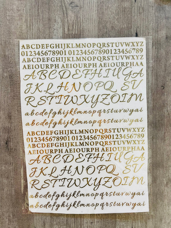 Gold Metal Sticker A4 Size : Alphabet