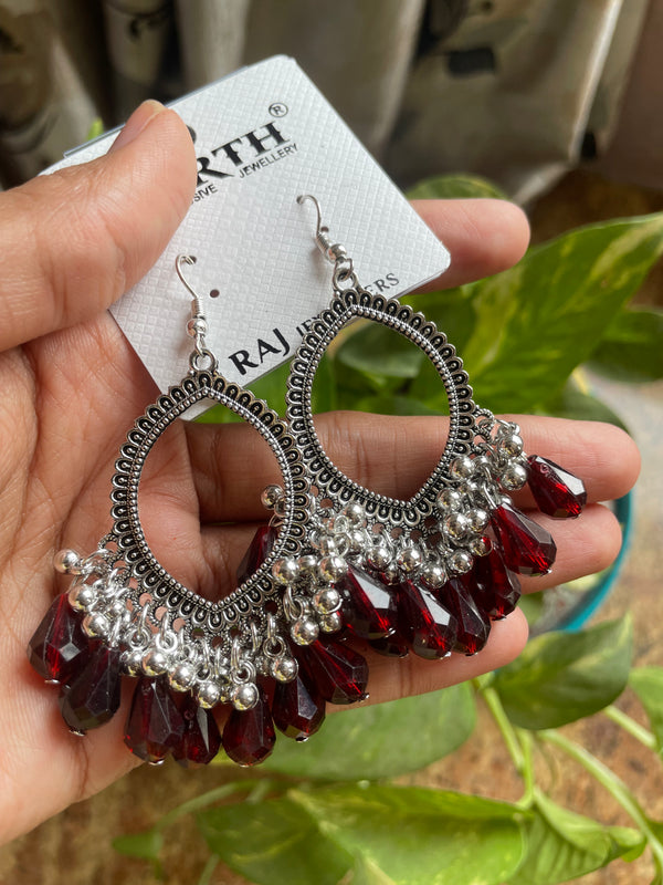 Eye Shape Jhumka Bezel : Wine