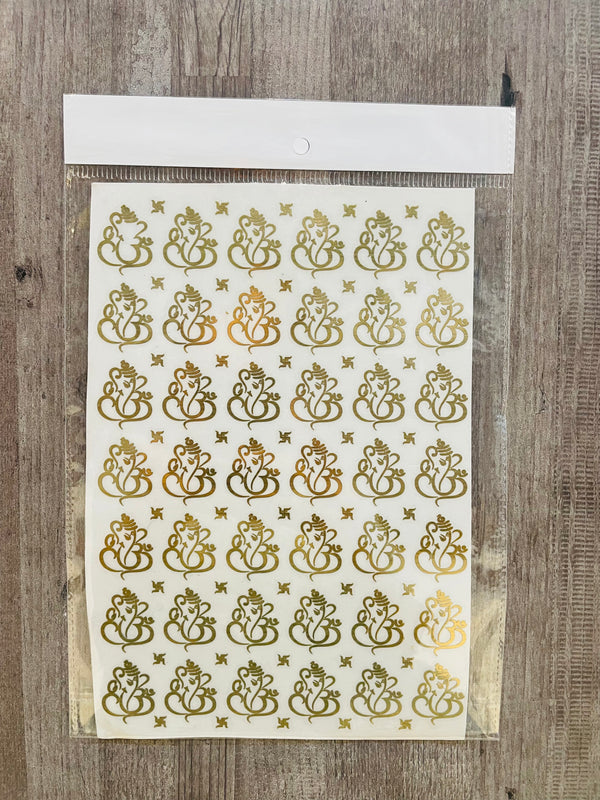 Gold Metal Sticker Ganesh ji : A5 Size