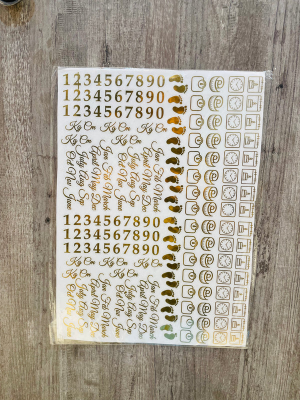 Gold Metal Sticker A4 Size : Baby
