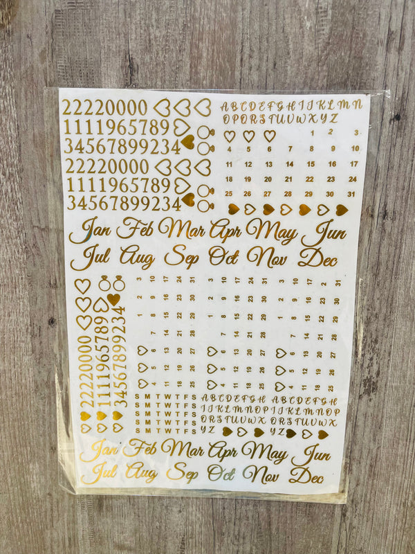 Gold Metal Sticker A4 Size : Calender