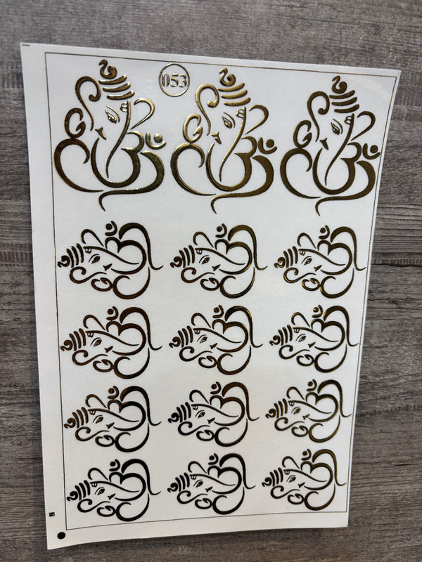 Ganesh ji Gold Embossed Sticker A5