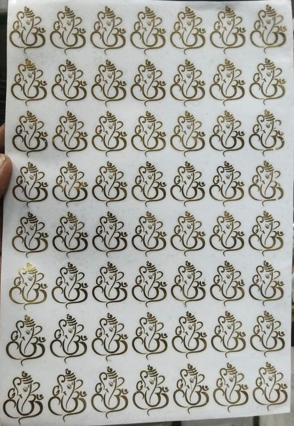 Gold Metal Sticker A4 Size : Ganesha