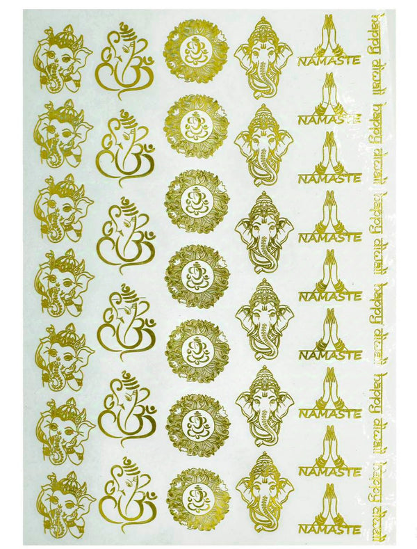 Gold metal sticker A5 size : Ganeshji