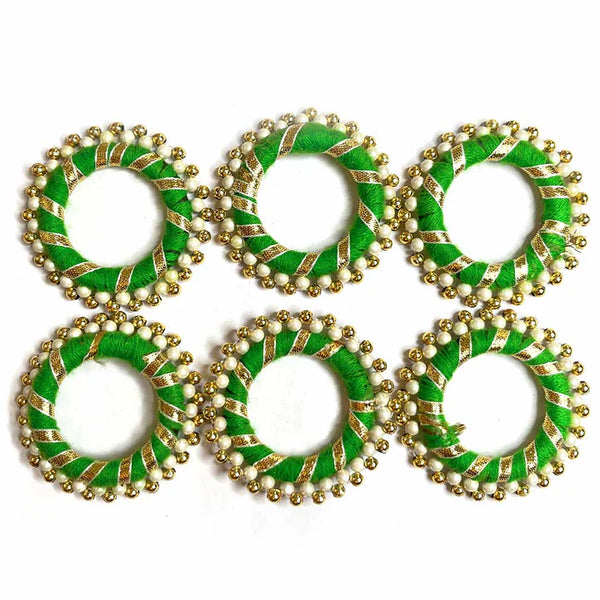 Pearl Ring : Green 2” [ Pack of 6]