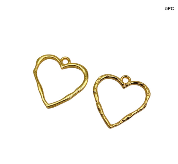 Gold Bezels : Heart : 5 pc