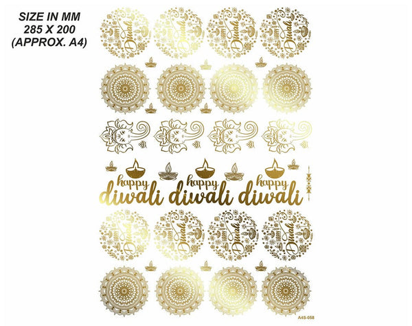 Gold Embossed Sticker Sheet : A4 Size