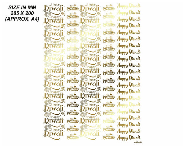 Gold Embossed Sticker Sheet : Happy Diwali