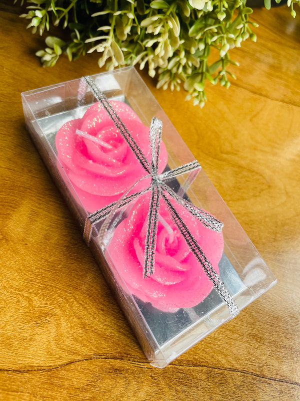 Scented  Flower Candles : Pink [Pack of 2]