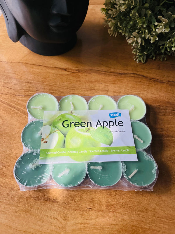 Premium Scented Tea Light Candles : Green Apple [Pack of 12]