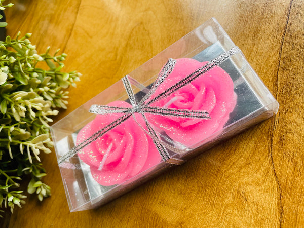 Rose Flower Candles: Pink [Pack of 2]