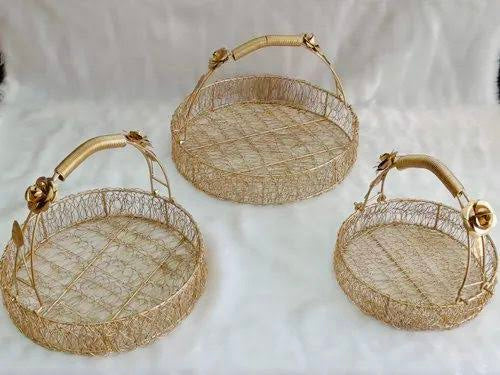 Metal Round Baskets [Set of 3]  8”,10”&12”