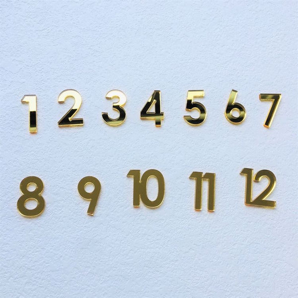 Gold Acrylic Clock Numerical Set