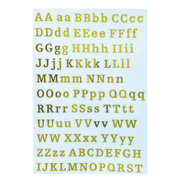 Gold Alphabet Metal Sticker Sheet : A5 Size