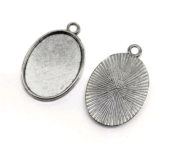 Silver Metal Oval Bezel : Pack of 6
