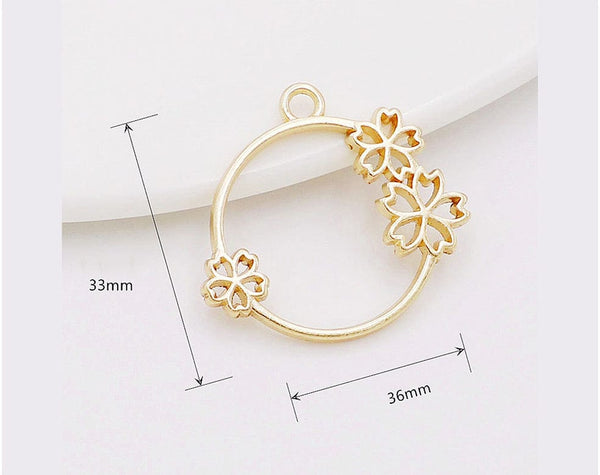 Flower Round Bezel : 5 pc