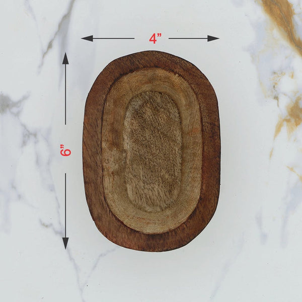 Wooden Oval Boat Candle Bowl