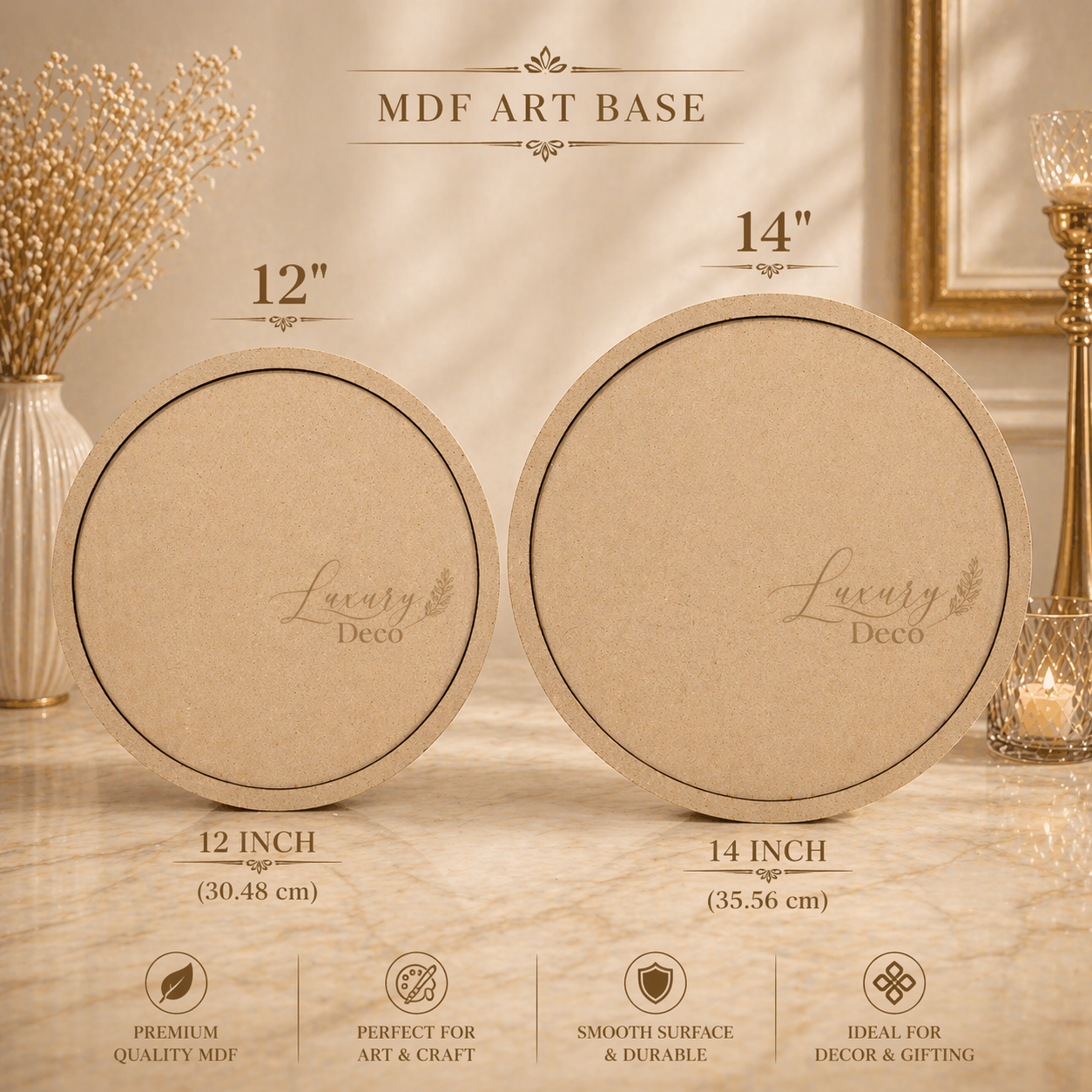 Mdf Base with border : 14 inch 4mm – Luxury Deco
