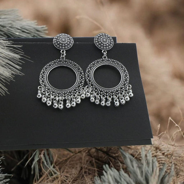 Oxidised Jhumka Bezel : Round